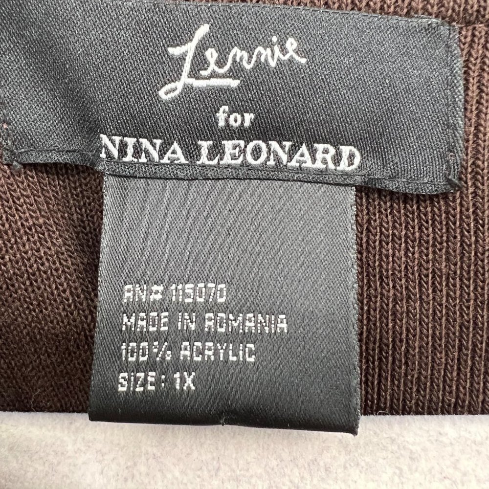 Lemmie for Nina Leonard Brown Knit Pom Pom Off Shoulder Sweater Sz 1X - Picture 3 of 8